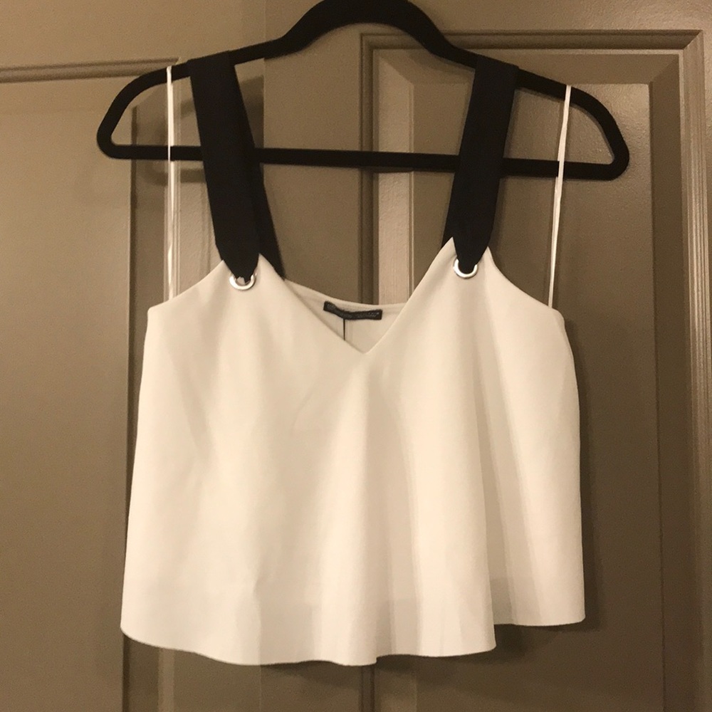 Zara crop top, S, white and black